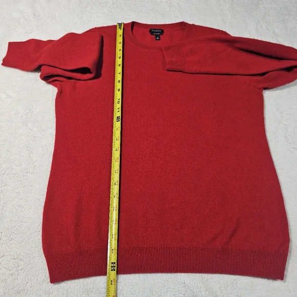 Talbots Pure Cashmere Red Crewneck Sleeve Pullover Sweater Size Large - Picture 12 of 12